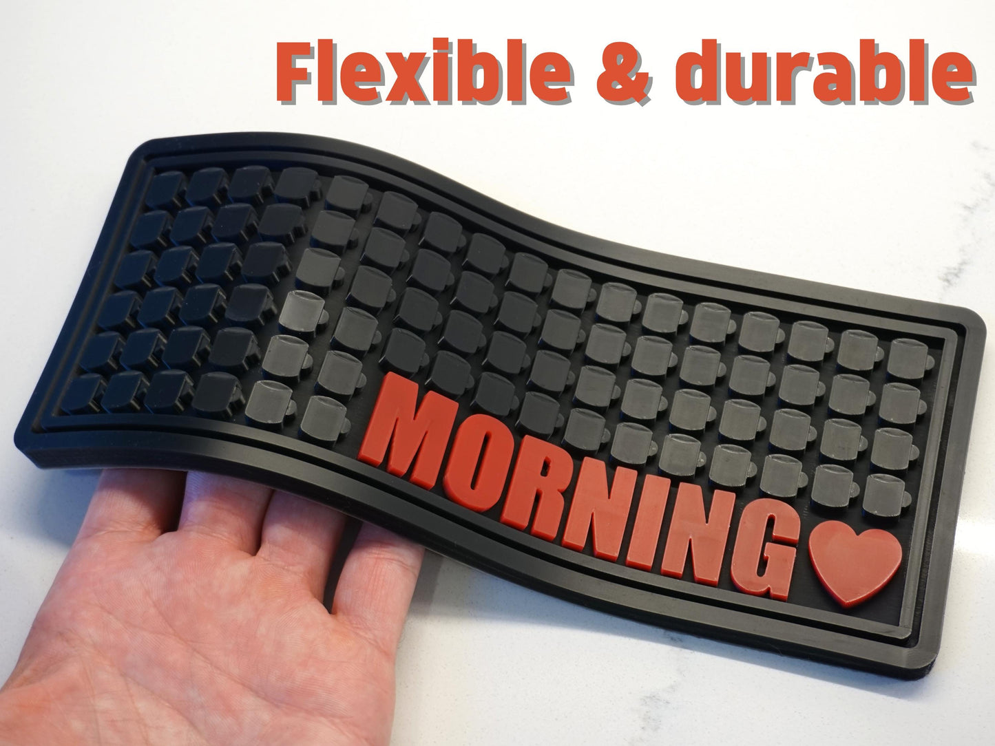 Morning Heart Silicone Coffee Bar Mat (Small) | Oversized Coaster – Handmade Unique Gift | Coffee Lover's Gift