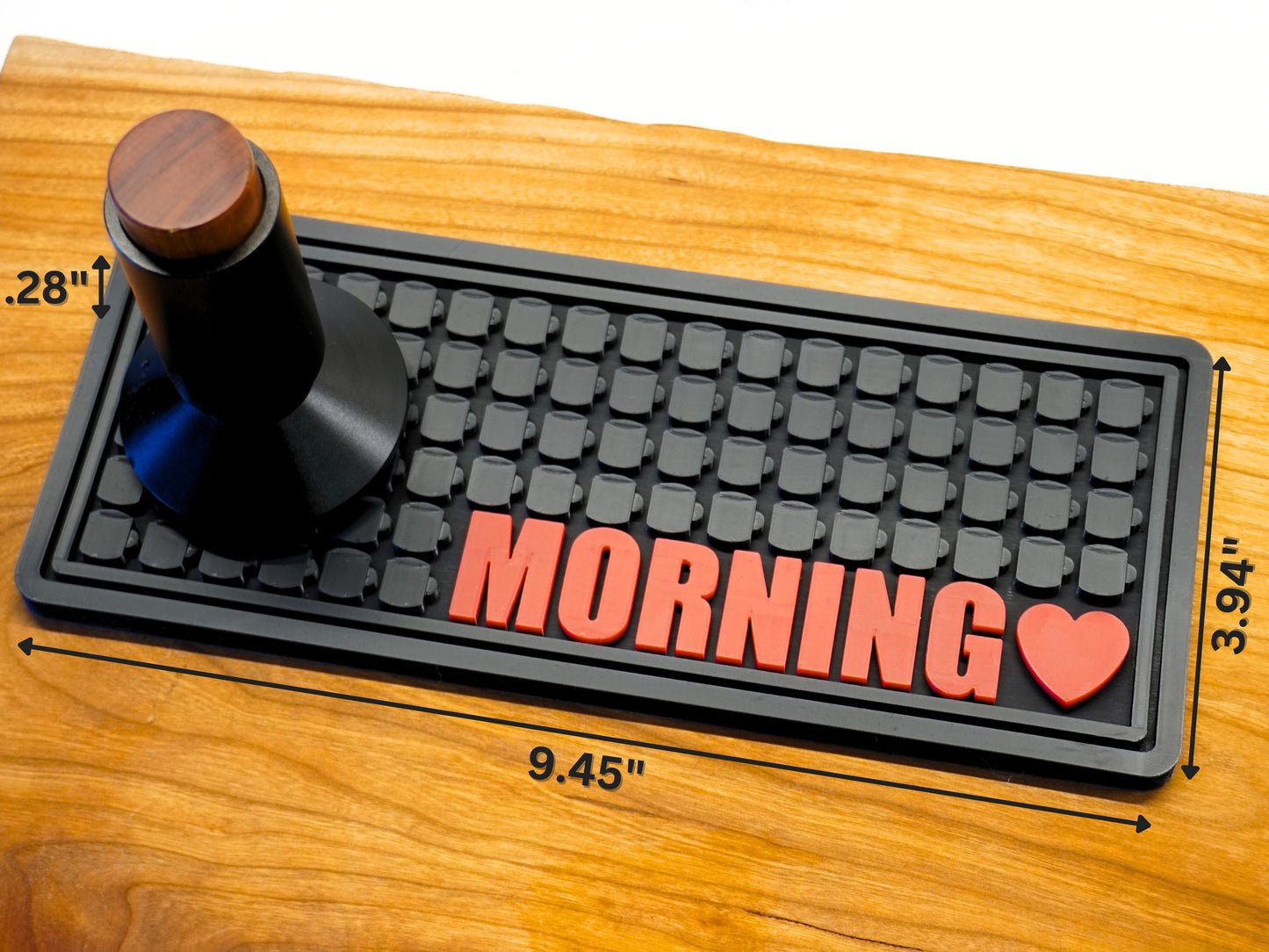 Morning Heart Silicone Coffee Bar Mat (Small) | Oversized Coaster – Handmade Unique Gift | Coffee Lover's Gift