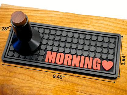 Morning Heart Silicone Coffee Bar Mat (Small) | Oversized Coaster – Handmade Unique Gift | Coffee Lover's Gift