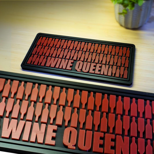 Wine Bottle Silicone Bar Mat (Small) "Wine Queen" | Oversized Coaster – Handmade Unique Personalized Gift | Wine Lover's Gift