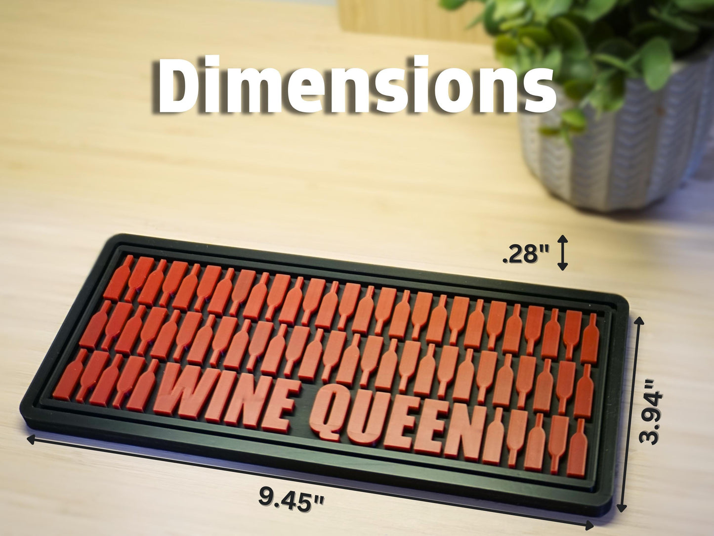 Wine Bottle Silicone Bar Mat (Small) "Wine Queen" | Oversized Coaster – Handmade Unique Personalized Gift | Wine Lover's Gift