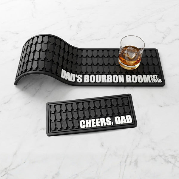 Custom Whiskey Bar Mat & Coaster Set | 19×5 + 9.5×4